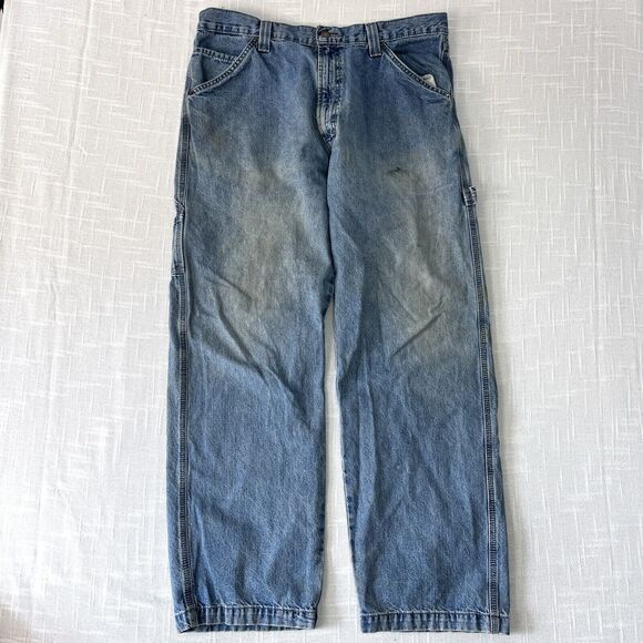 Y2K Levis Signature Carpenter Jeans 37x31.5 Baggy Wide Leg Skater Grunge Work - Picture 1 of 16